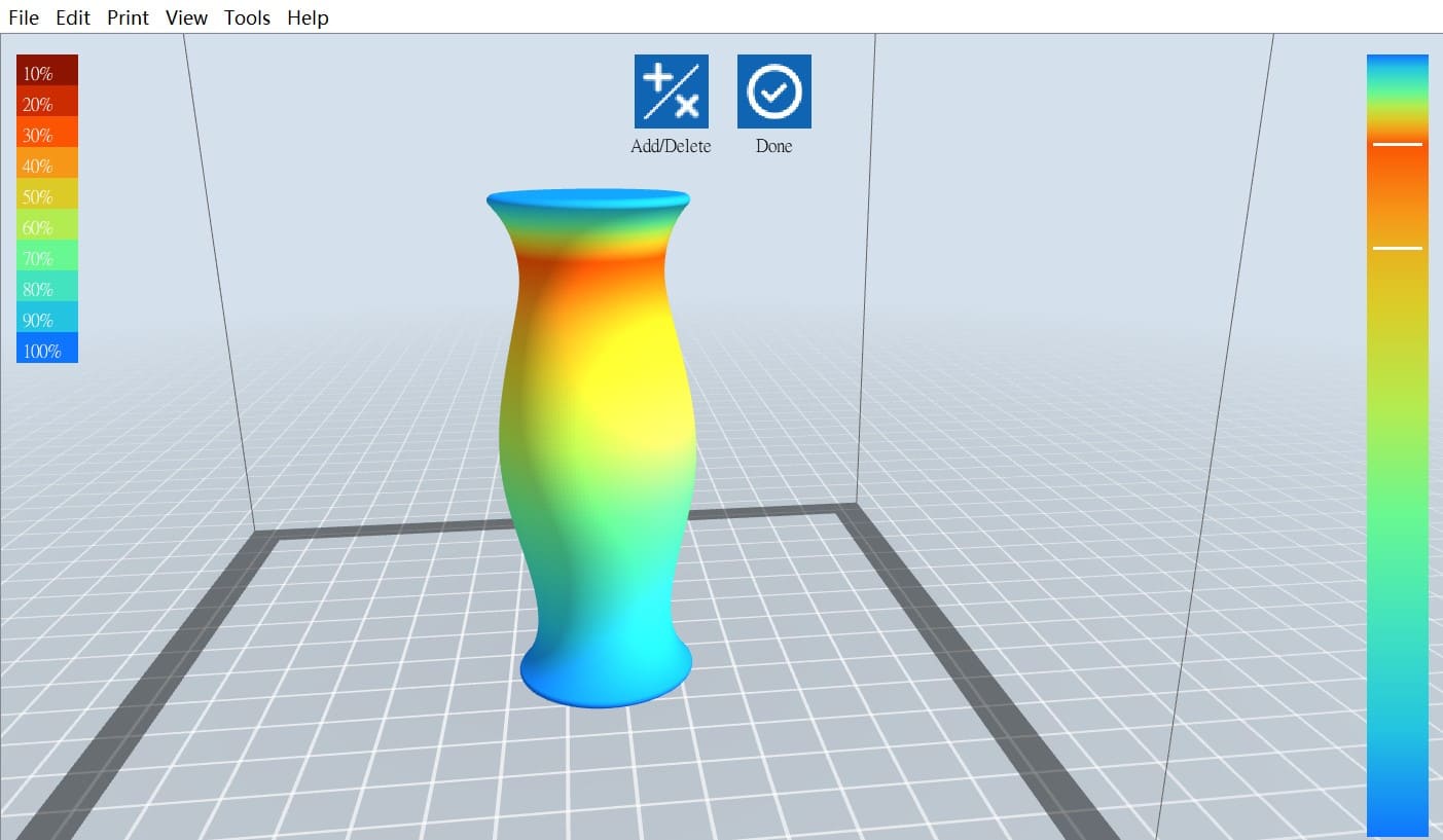 一個3D打印項目中設定不同層厚？